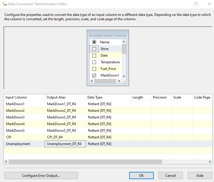 Data conversion transformation editor