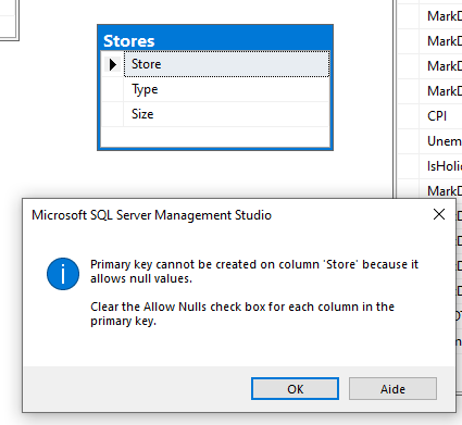 MSSMS primary key error